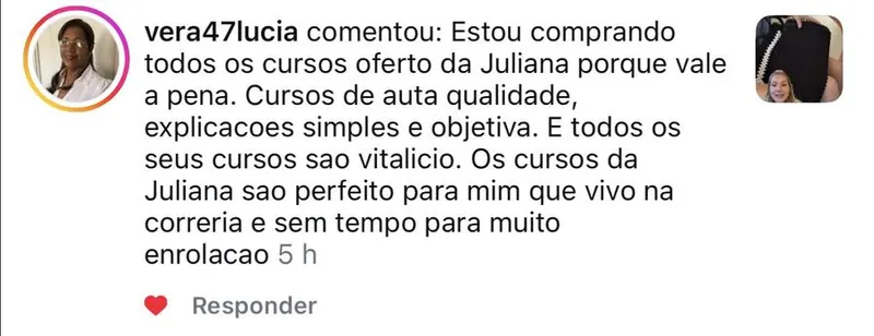 Comentário de aluna